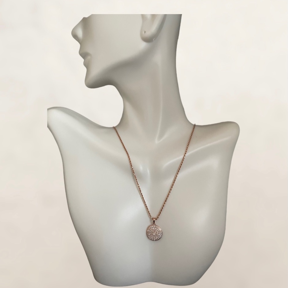 14K Rose Gold Round Diamond Necklace